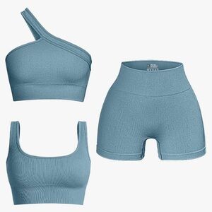 3 piece workout set in blue